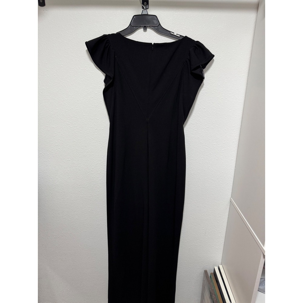 Calvin Klein Black Jumpsuit Wide Leg Flutter Sleeve Size 12